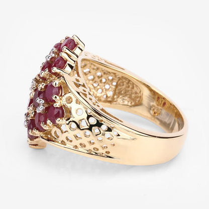 2.13 Carat Genuine Ruby and White Topaz .925 Sterling Silver Ring  DestGlow