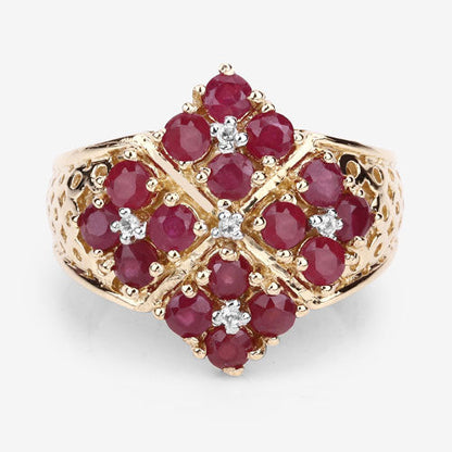 2.13 Carat Genuine Ruby and White Topaz .925 Sterling Silver Ring  DestGlow