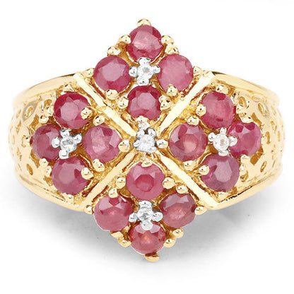 2.13 Carat Genuine Ruby and White Topaz .925 Sterling Silver Ring  DestGlow