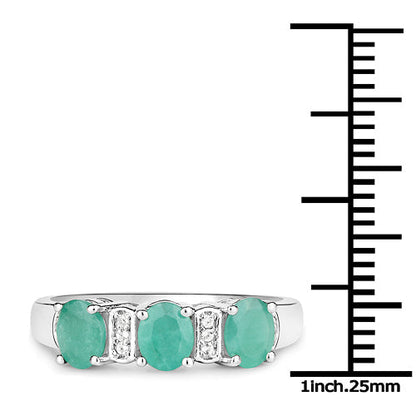 0.90 Carat Genuine Emerald and White Topaz .925 Sterling Silver Ring  DestGlow