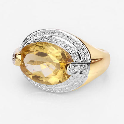 4.56 Carat Genuine Citrine and White Diamond .925 Sterling Silver Ring by Bids.com