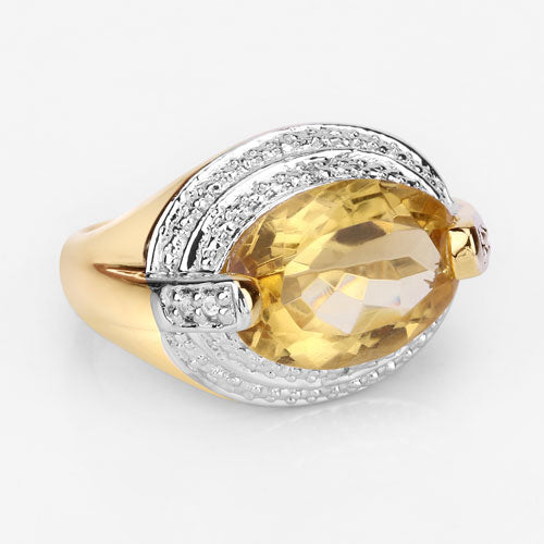 4.56 Carat Genuine Citrine and White Diamond .925 Sterling Silver Ring by Bids.com