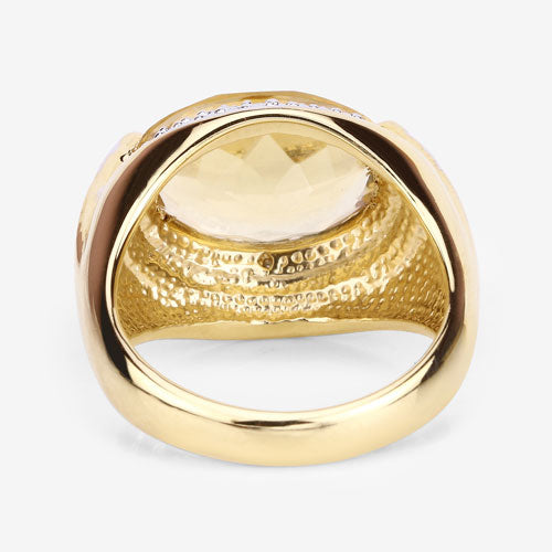 4.56 Carat Genuine Citrine and White Diamond .925 Sterling Silver Ring by Bids.com