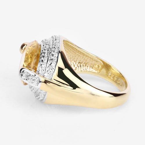 4.56 Carat Genuine Citrine and White Diamond .925 Sterling Silver Ring by Bids.com