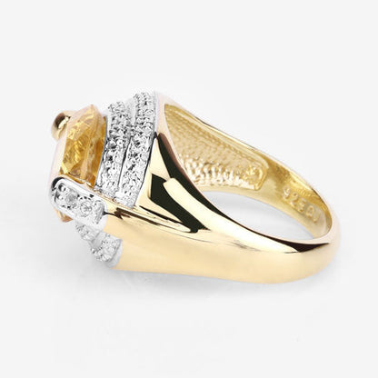 4.56 Carat Genuine Citrine and White Diamond .925 Sterling Silver Ring by Bids.com