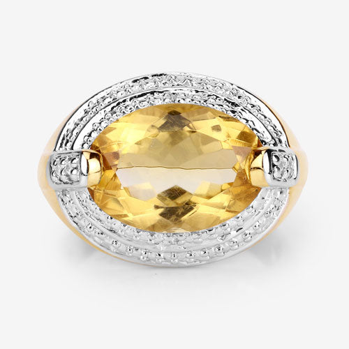4.56 Carat Genuine Citrine and White Diamond .925 Sterling Silver Ring by Bids.com