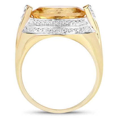 4.56 Carat Genuine Citrine and White Diamond .925 Sterling Silver Ring by Bids.com
