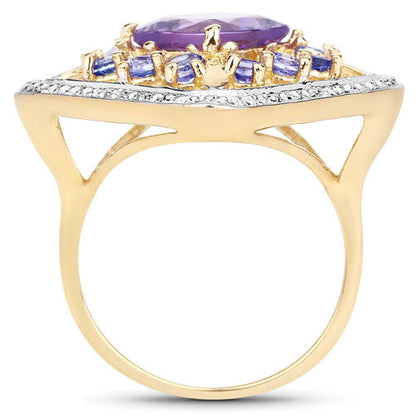 3.44 Carat Genuine Amethyst and Tanzanite .925 Sterling Silver Ring by Bids.com