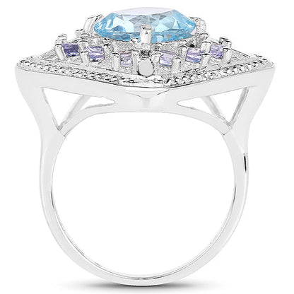 4.24 Carat Genuine Blue Topaz and Tanzanite .925 Sterling Silver Ring by Bids.com