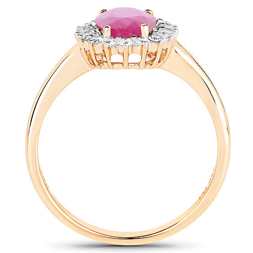 1.48 Carat Genuine Ruby and White Diamond 14K Yellow Gold Ring by Bids.com