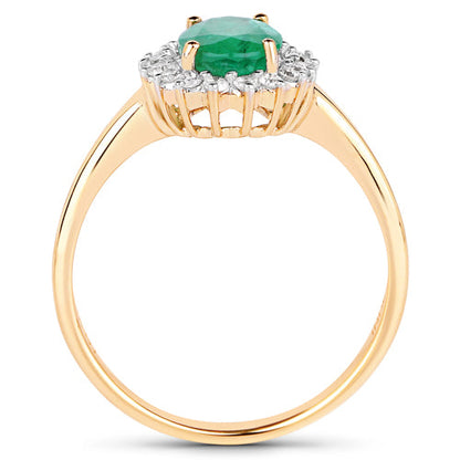 1.39 Carat Genuine Zambian Emerald and White Diamond 10K Yellow Gold Ring by Bids.com