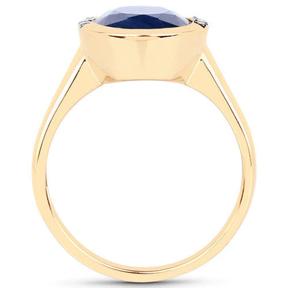 4.85 Carat Genuine Blue Sapphire and White Diamond 14K Yellow Gold Ring by Bids.com