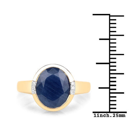 4.85 Carat Genuine Blue Sapphire and White Diamond 14K Yellow Gold Ring by Bids.com