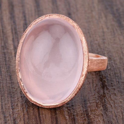 15.60 Carat Genuine Rose Quartz .925 Sterling Silver Ring  DestGlow