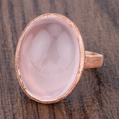 15.60 Carat Genuine Rose Quartz .925 Sterling Silver Ring  DestGlow