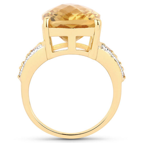 8.44 Carat Genuine Citrine and White Topaz .925 Sterling Silver Ring by Bids.com