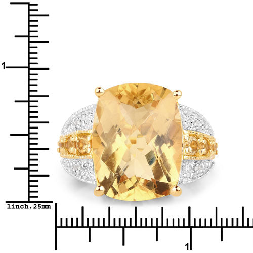 8.44 Carat Genuine Citrine and White Topaz .925 Sterling Silver Ring by Bids.com