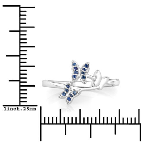 0.14 Carat Genuine Blue Sapphire .925 Sterling Silver Ring  DestGlow