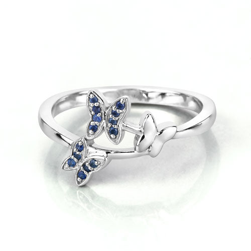 0.14 Carat Genuine Blue Sapphire .925 Sterling Silver Ring  DestGlow