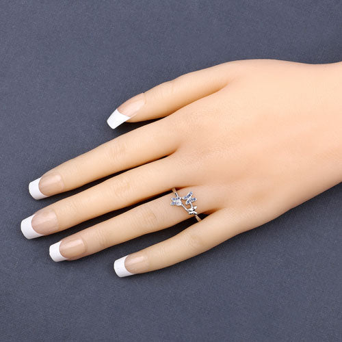 0.14 Carat Genuine Blue Sapphire .925 Sterling Silver Ring  DestGlow