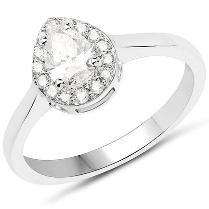 14K White Gold 0.64 Carat Genuine White Diamond Ring by Bids.com