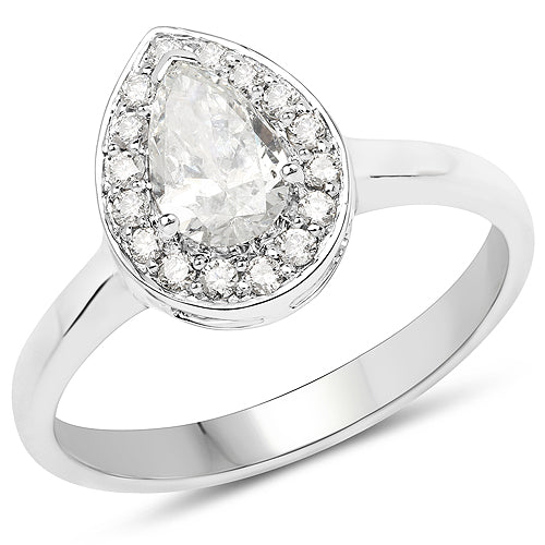 14K White Gold 0.70 Carat Genuine White Diamond Ring by Bids.com