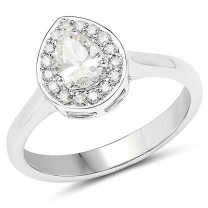 14K White Gold 0.64 Carat Genuine White Diamond Ring by Bids.com
