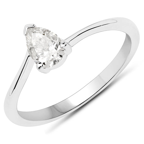 14K White Gold 0.50 Carat Genuine White Diamond Ring by Bids.com
