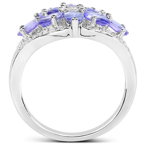 2.27 Carat Genuine Tanzanite and White Zircon .925 Sterling Silver Ring by Bids.com