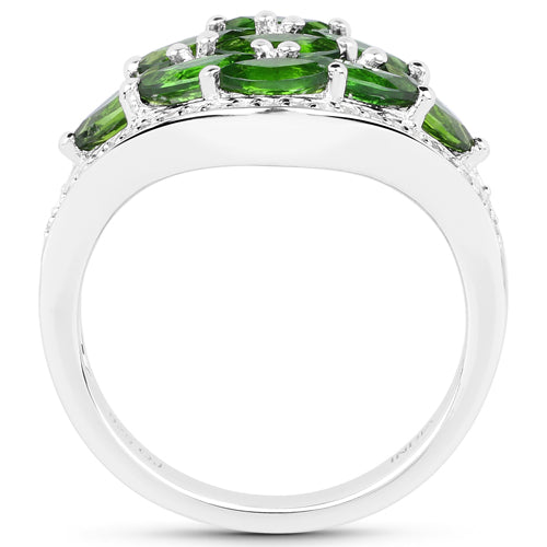 2.37 Carat Genuine Chrome Diopside and White Diamond .925 Sterling Silver Ring by Bids.com