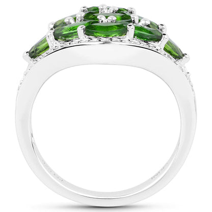 2.37 Carat Genuine Chrome Diopside and White Diamond .925 Sterling Silver Ring by Bids.com