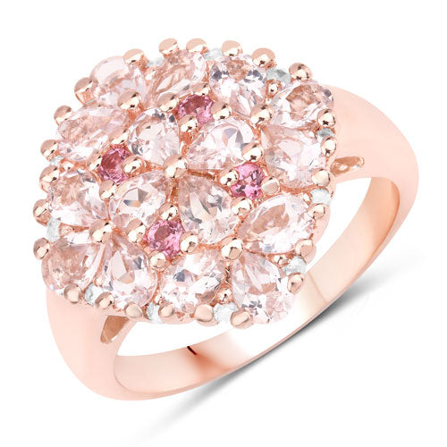 "2.36 Carat Genuine Morganite, Pink Tourmaline and White Diamond .925 Sterling Silver Ring by Bids.com