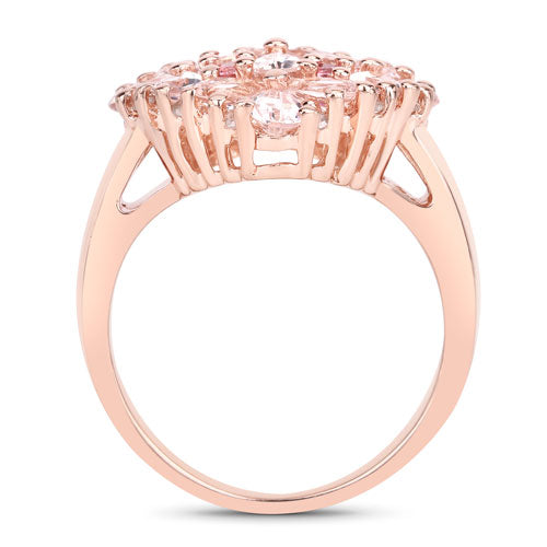 "2.36 Carat Genuine Morganite, Pink Tourmaline and White Diamond .925 Sterling Silver Ring by Bids.com