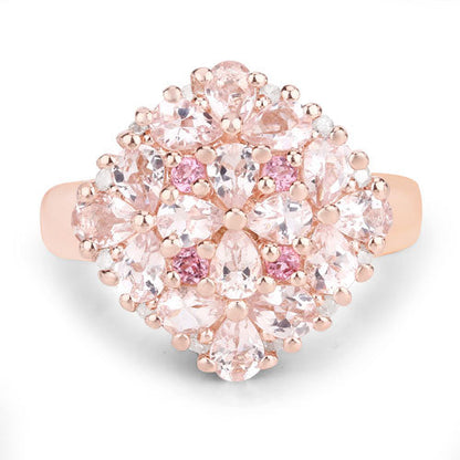 "2.36 Carat Genuine Morganite, Pink Tourmaline and White Diamond .925 Sterling Silver Ring by Bids.com