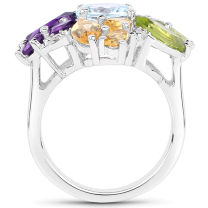 6.13 Carat Genuine Multi Stones .925 Sterling Silver Ring by Bids.com