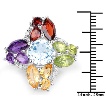 6.13 Carat Genuine Multi Stones .925 Sterling Silver Ring by Bids.com