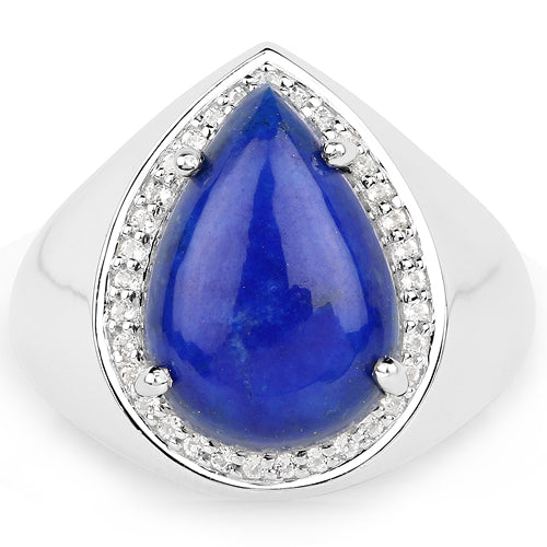 5.52 Carat Genuine Lapis and White Zircon .925 Sterling Silver Ring by Bids.com
