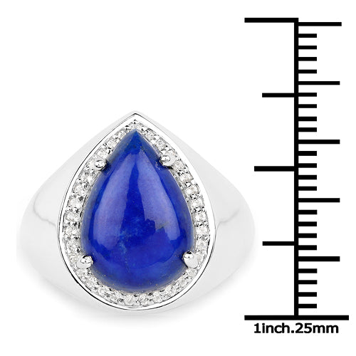 5.52 Carat Genuine Lapis and White Zircon .925 Sterling Silver Ring by Bids.com
