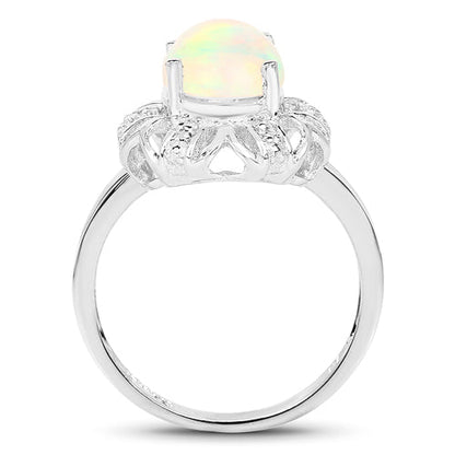 1.73 Carat Genuine Ethiopian Opal &amp; White Topaz .925 Sterling Silver Ring by Bids.com