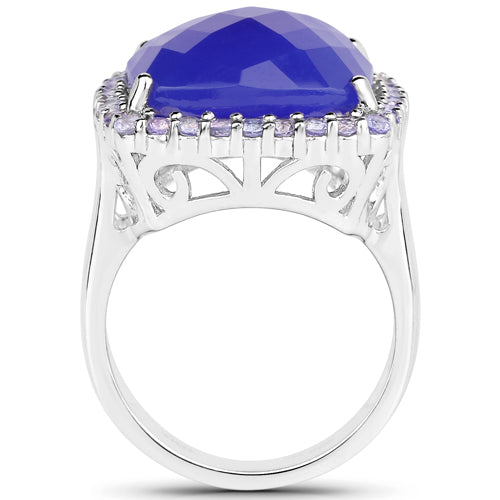 11.56 Carat Genuine Blue Chelcedonia and Tanzanite .925 Sterling Silver Ring by Bids.com
