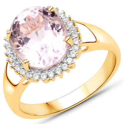 4.81 Carat Genuine Kunzite and White Zircon .925 Sterling Silver Ring by Bids.com