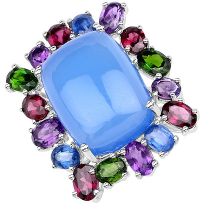 26.67 Carat Genuine Multi Stones .925 Sterling Silver Ring by Bids.com