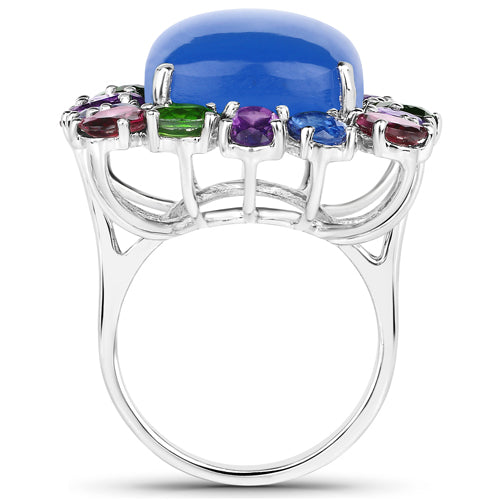 26.67 Carat Genuine Multi Stones .925 Sterling Silver Ring by Bids.com