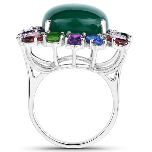 26.67 Carat Genuine Multi Stones .925 Sterling Silver Ring by Bids.com