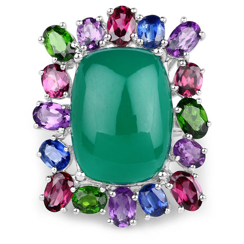 26.67 Carat Genuine Multi Stones .925 Sterling Silver Ring by Bids.com