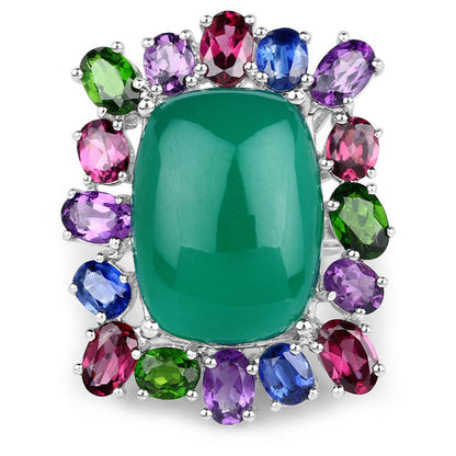 26.67 Carat Genuine Multi Stones .925 Sterling Silver Ring by Bids.com