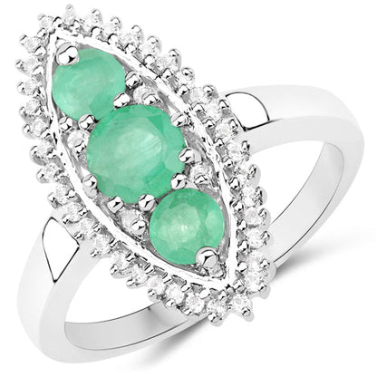 3.52 Carat Genuine Zambian Emerald and White Topaz .925 Sterling Silver 3 Piece Jewelry Set (Ring, Earrings, and Pendant w/ Chain) by Bids.com