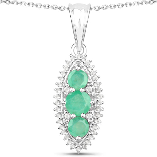3.52 Carat Genuine Zambian Emerald and White Topaz .925 Sterling Silver 3 Piece Jewelry Set (Ring, Earrings, and Pendant w/ Chain) by Bids.com