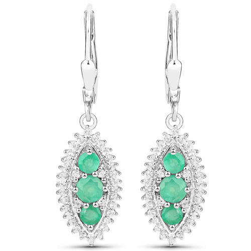 3.52 Carat Genuine Zambian Emerald and White Topaz .925 Sterling Silver 3 Piece Jewelry Set (Ring, Earrings, and Pendant w/ Chain) by Bids.com