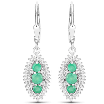 3.52 Carat Genuine Zambian Emerald and White Topaz .925 Sterling Silver 3 Piece Jewelry Set (Ring, Earrings, and Pendant w/ Chain) by Bids.com